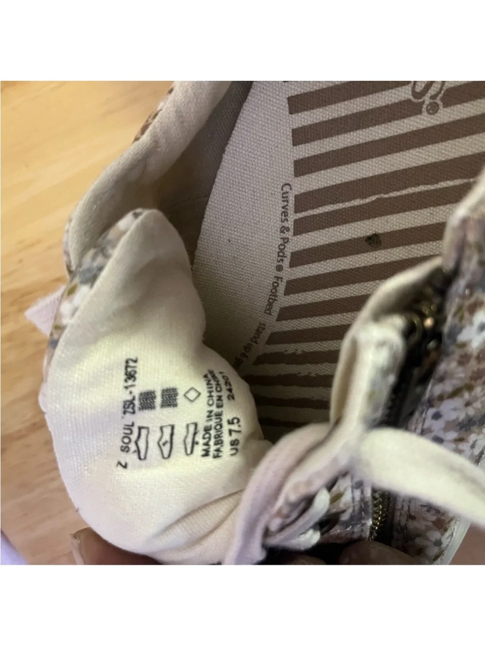 Taos Footwear Beige Floral Lace-Up Sneakers with Side Zipper - Picture 9 of 10